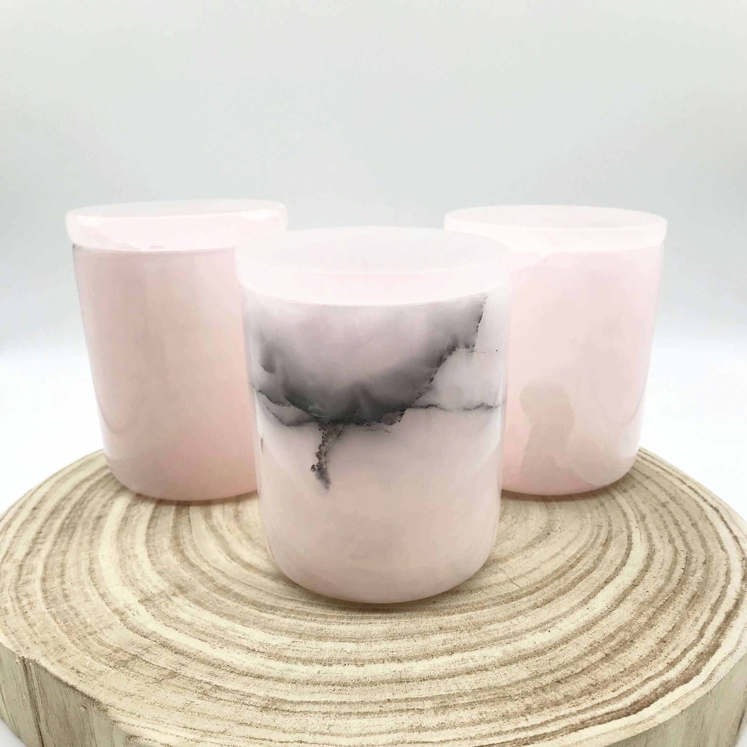 pink onyx crystal. Soy candle. crystal infused candle. candle holders natural stone Australia