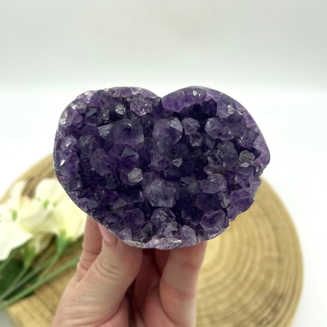 Amethyst cluster heart shaped