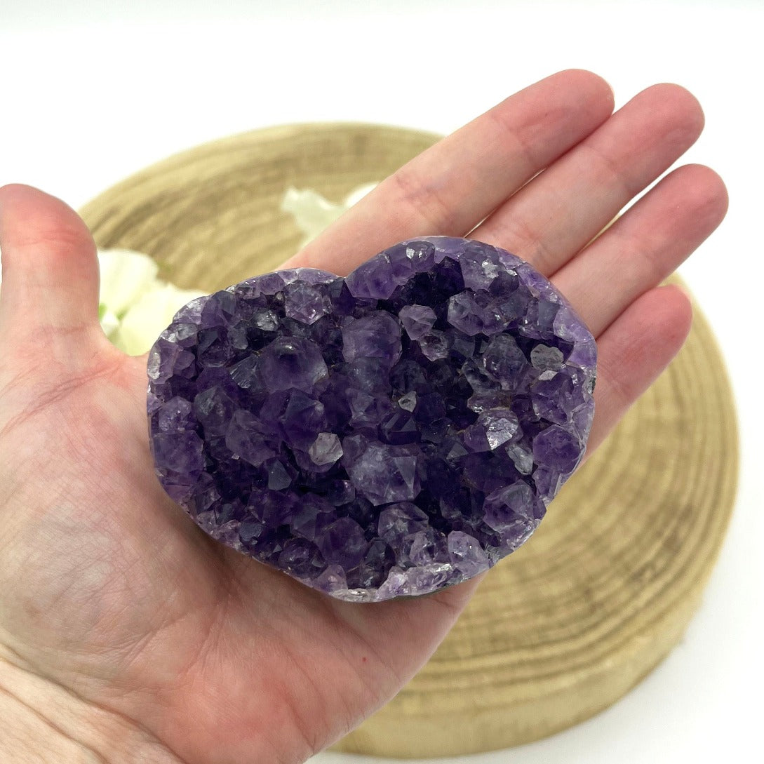 Amethyst cluster shaped heart