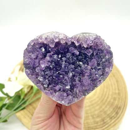 Raw Amethyst heart cluster