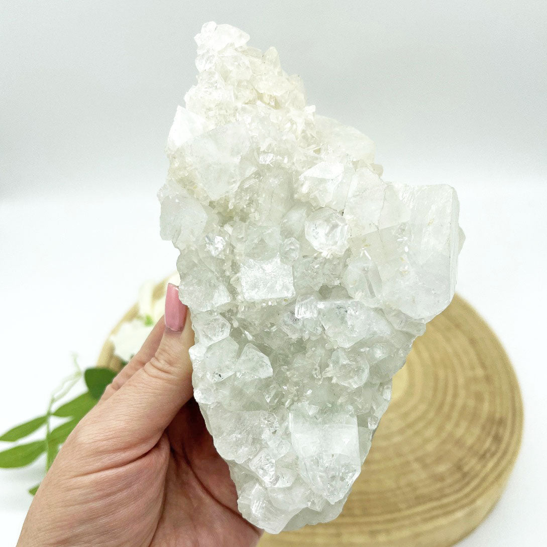 White apophyllite crystal cluster