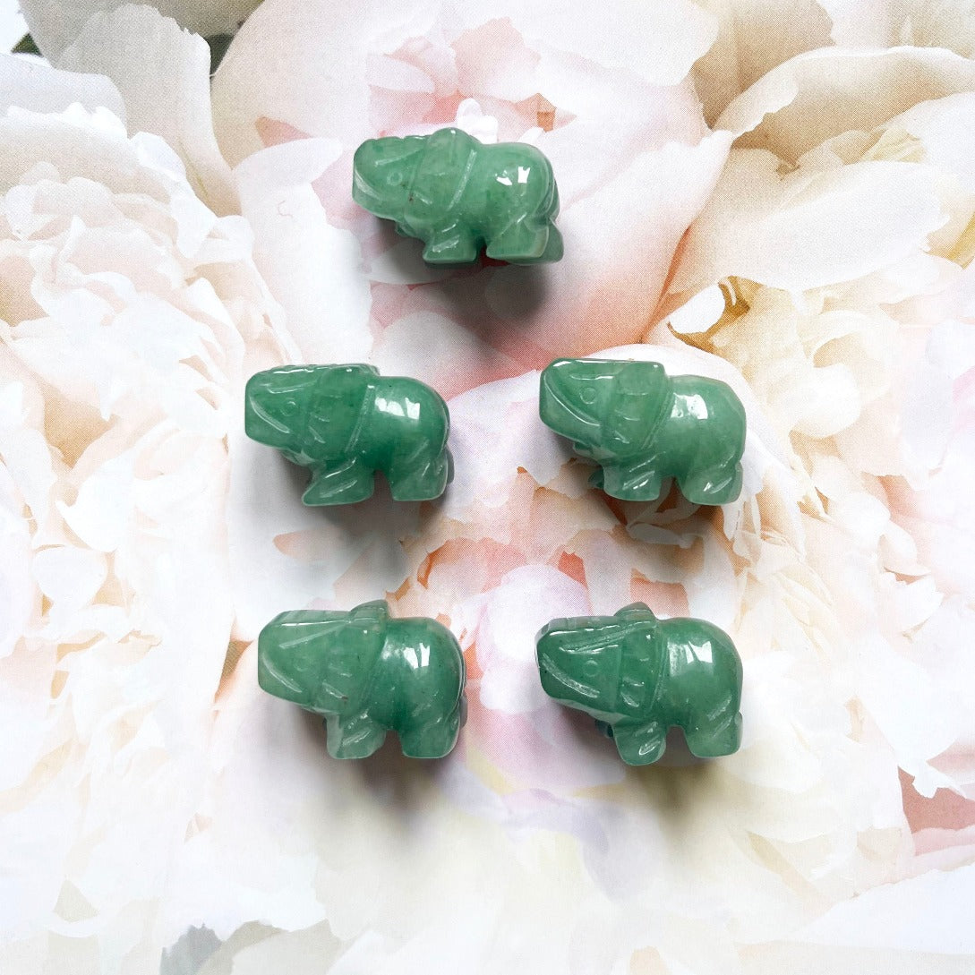 Green aventurine elephant carving