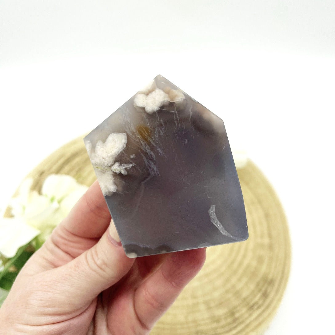 Black flower agate freeform