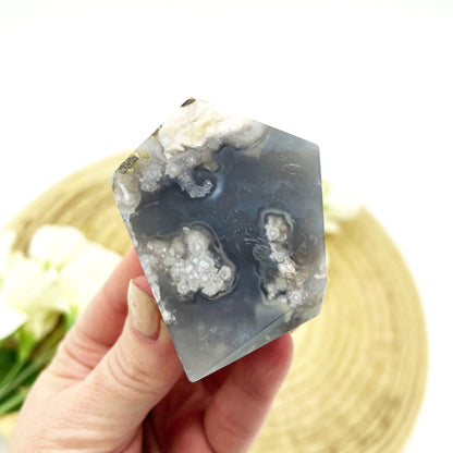 Free form black flower agate