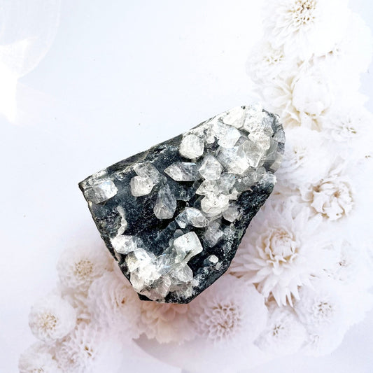 black apophyllite with chalcedony