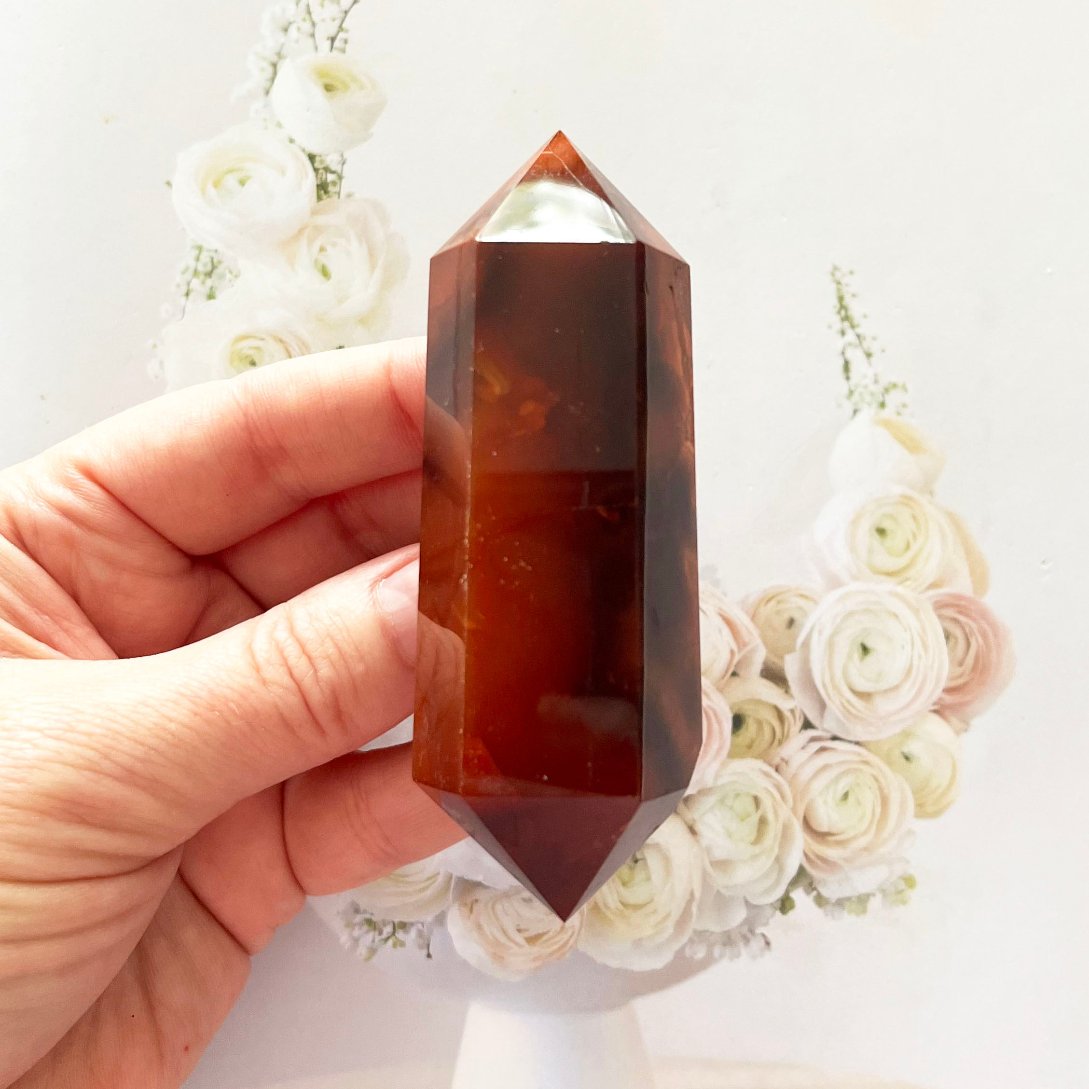 Dark carnelian crystal point