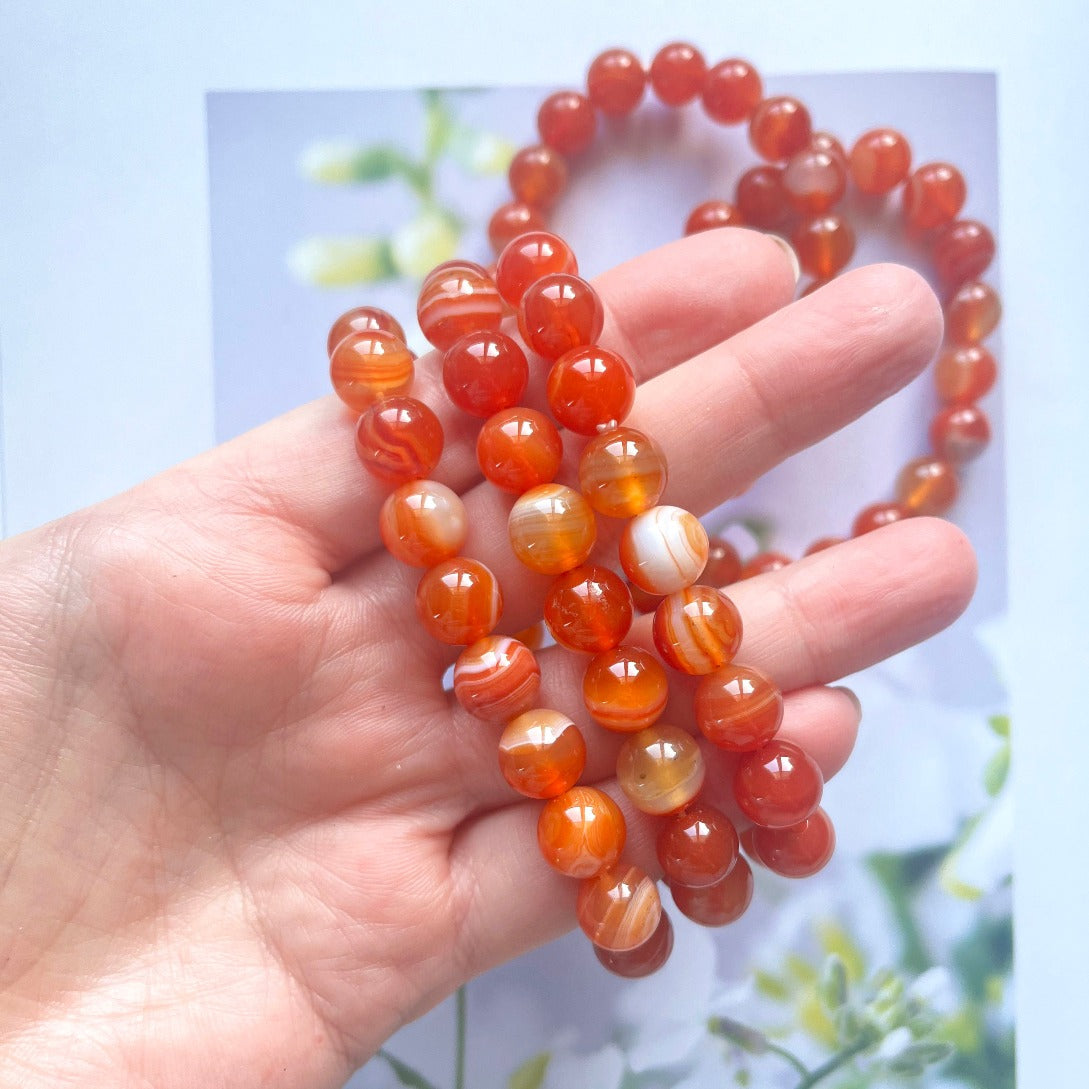 Carnelian beaded bracelet 10mm 