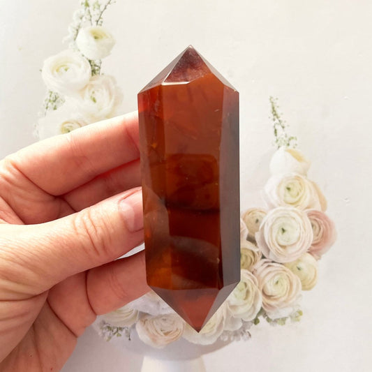 Carnelian double terminated crystal