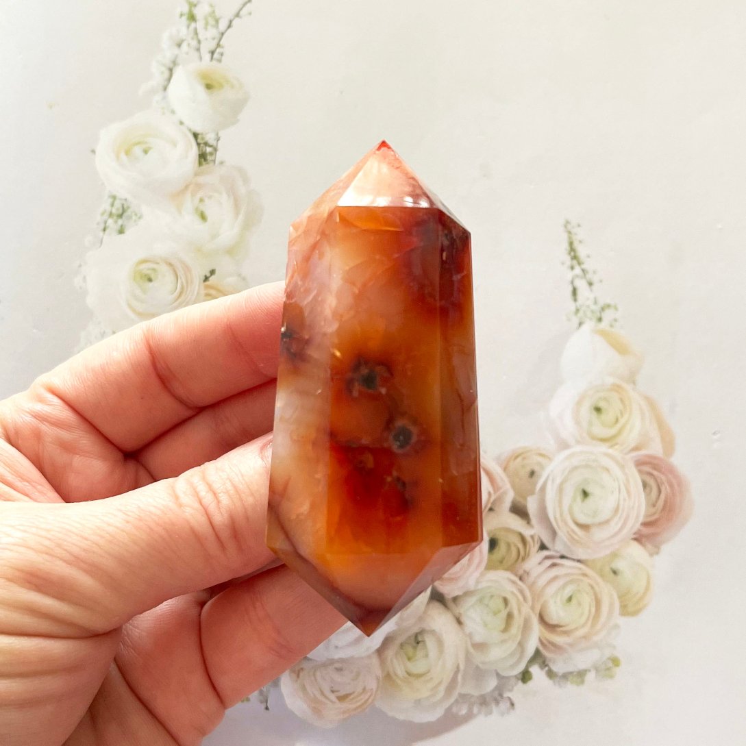 Double point carnelian crystal dt