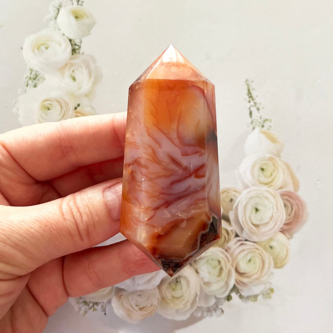 Carnelian crystal double point