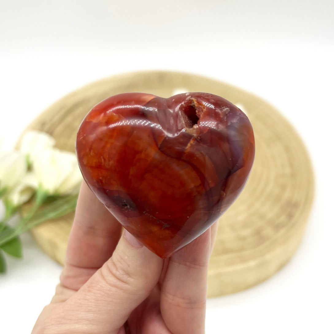 Carnelian puffy heart