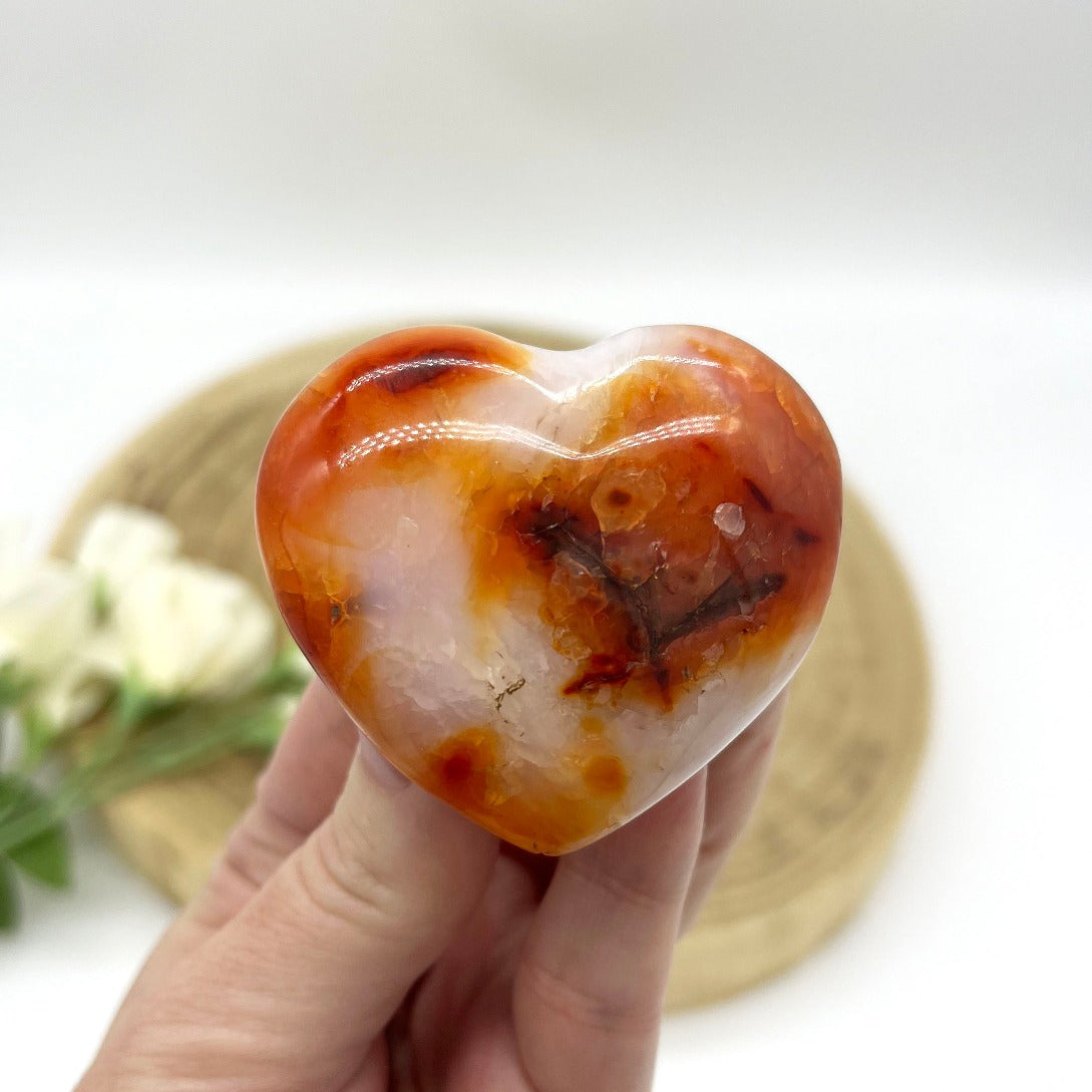 Carnelian heart carving