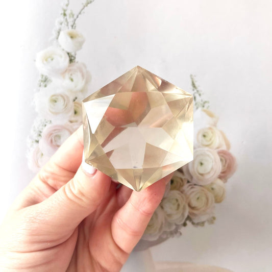 Natural citrine diamond crystal carving