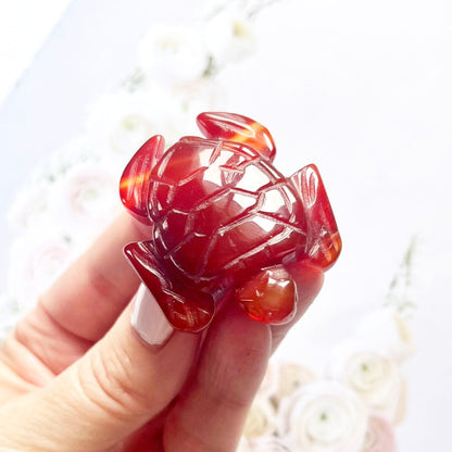 Dark carnelian turtle carving