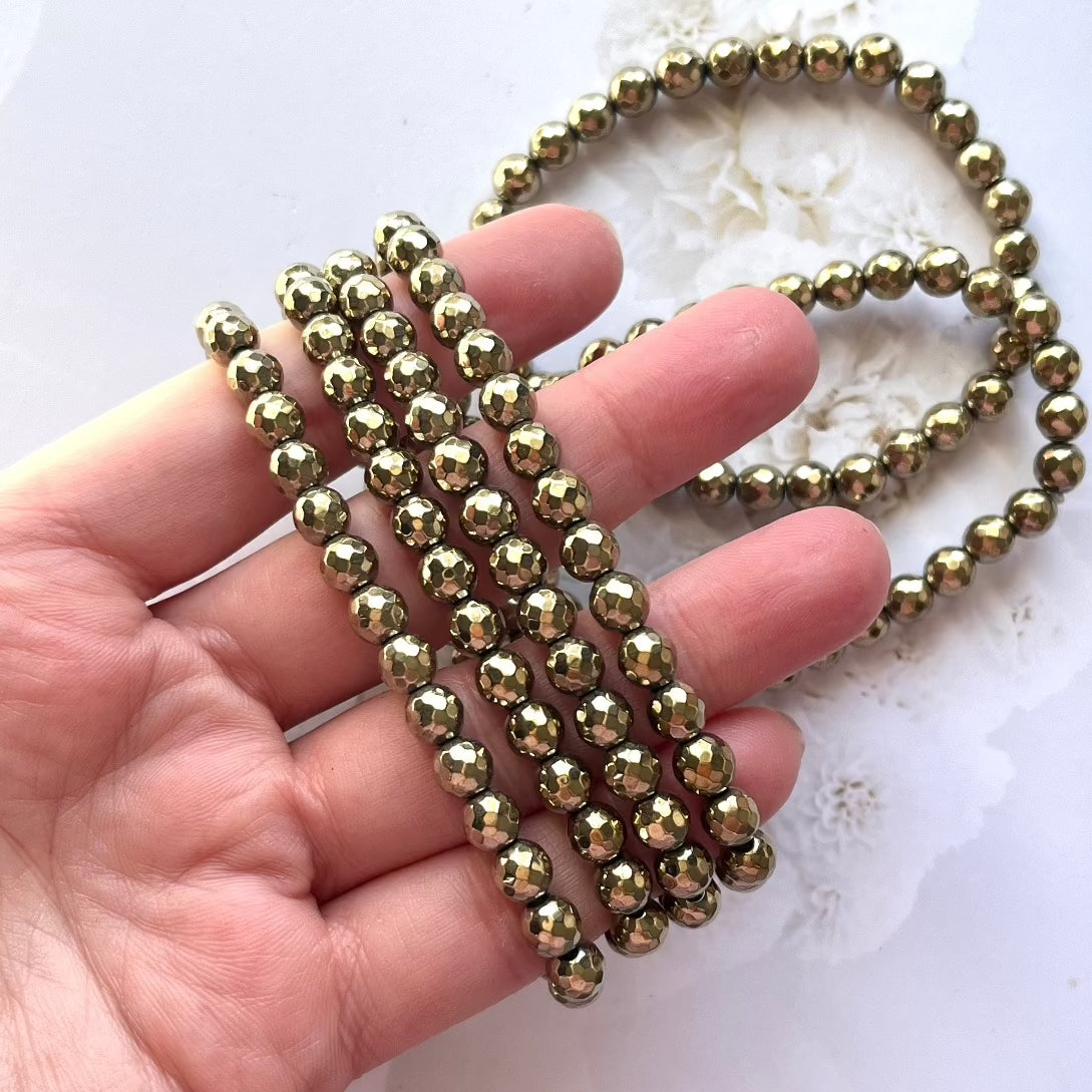 pyrite faceted bracelet