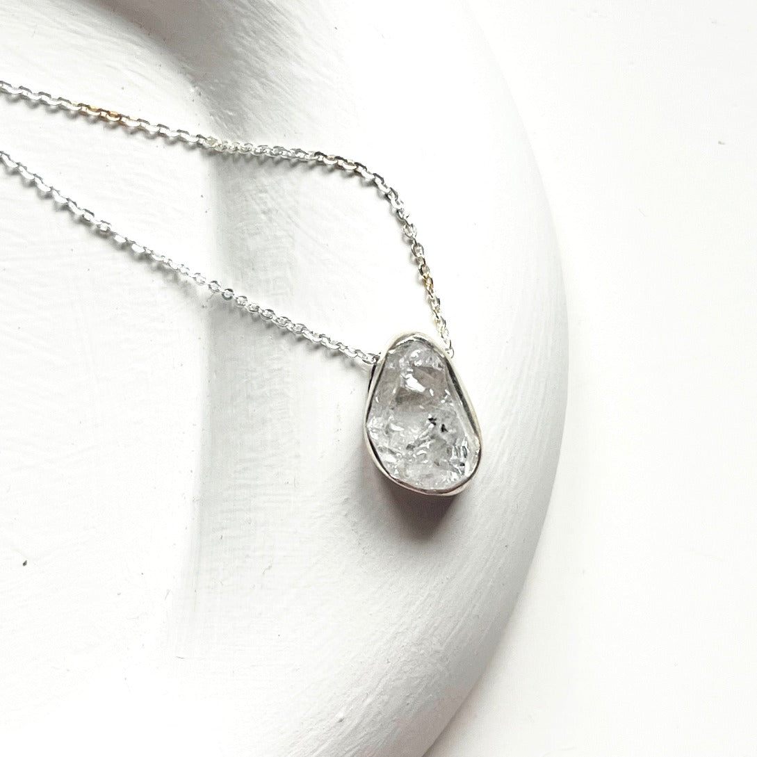 herkimer diamond necklace on 925 silver chain