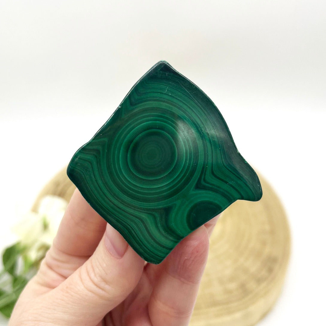 Polished malachite slab