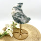 Moss Agate moon carving with stand