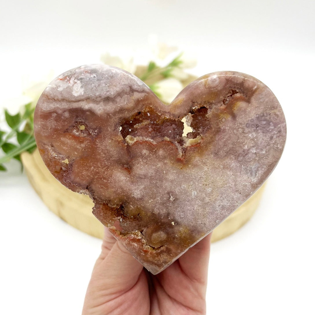 Pink amethyst heart with druzy