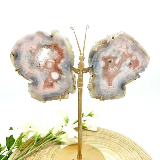 Pink amethyst druzy wings