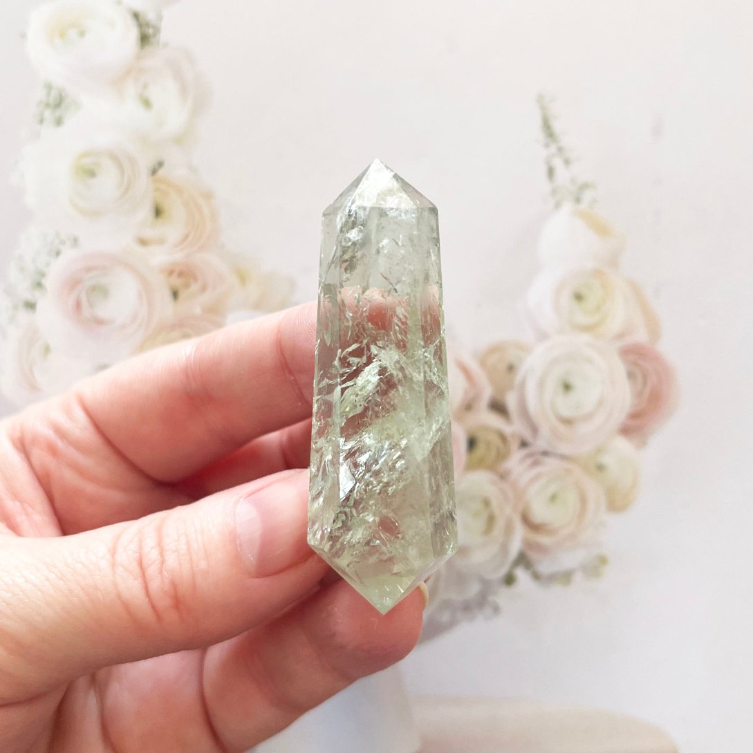 Rare green amethyst DT point