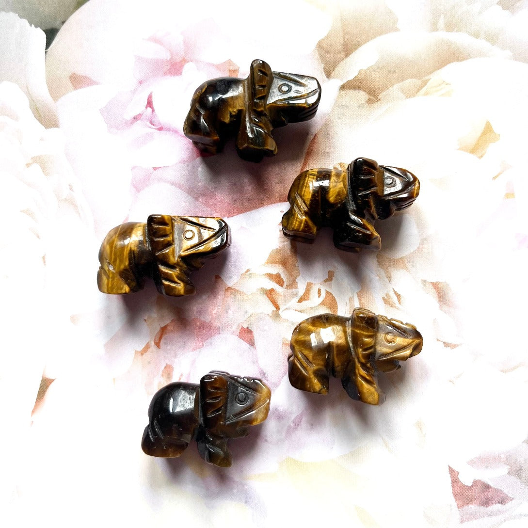 Tigers eye elephant carving