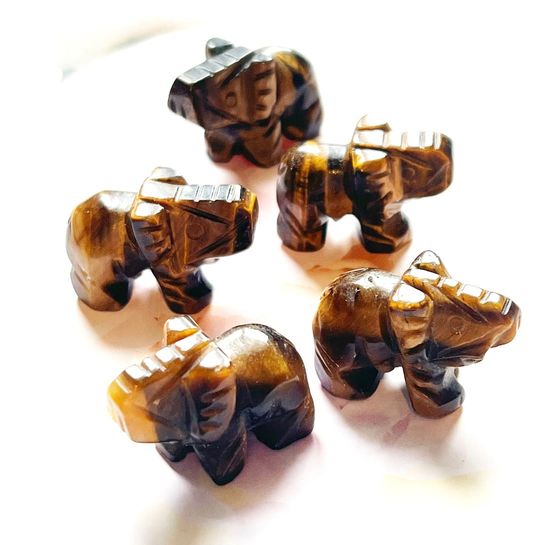 Tigers eye elephant crystal carving