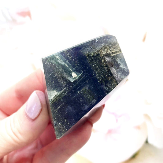 pyrite and fluorite freeform crystal