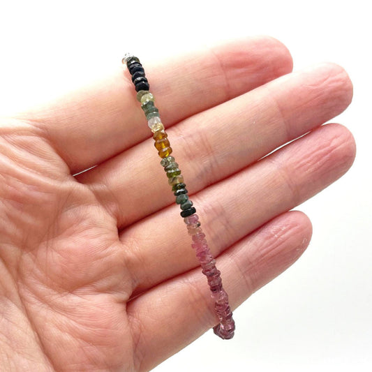 Watermelon tourmaline crystal bracelet