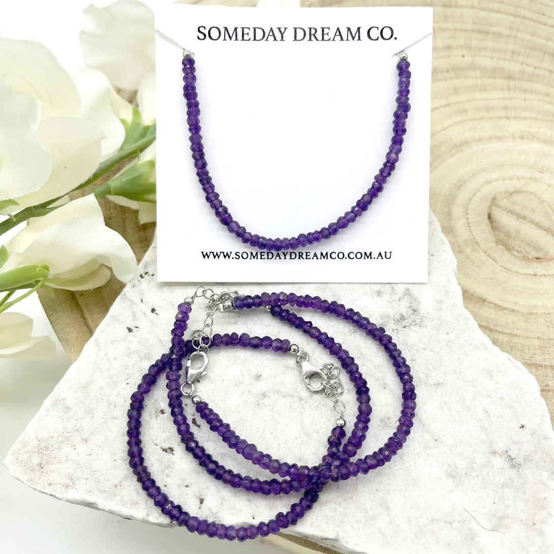 Faceted Amethyst bracelet for crystal jewellery Australia