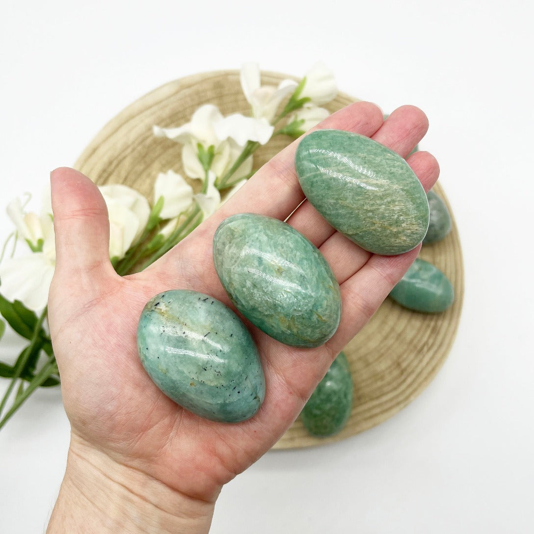 Green Amazonite palm stones Australia. Someday Dream Co