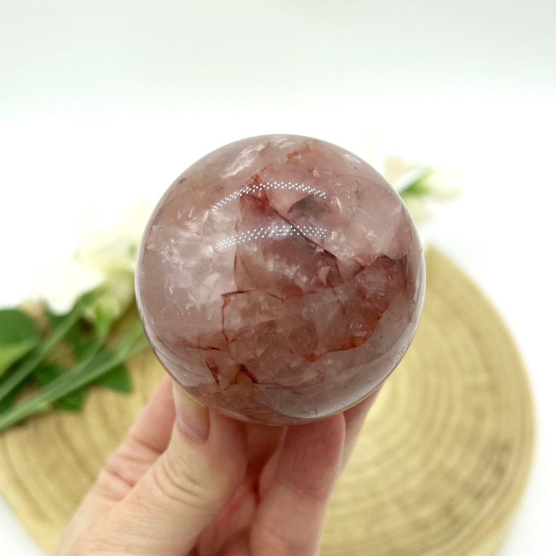 Fire quartz sphere