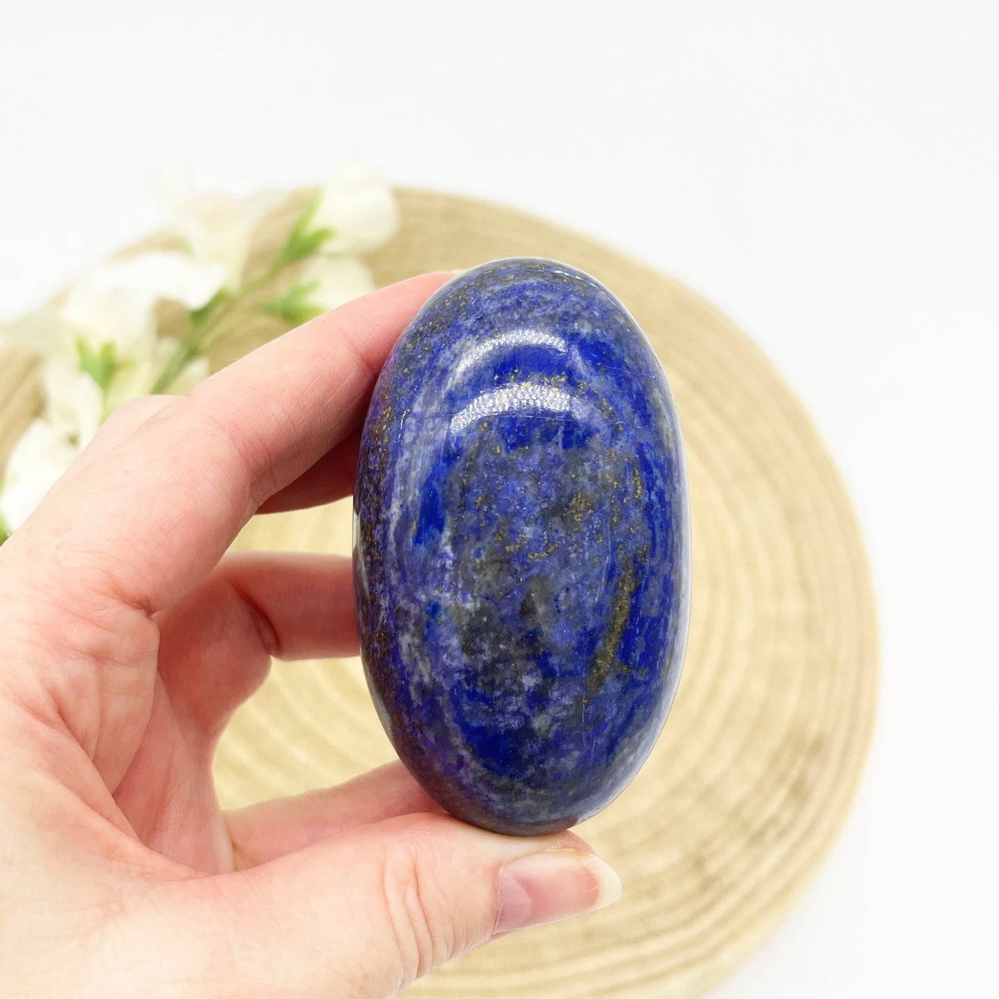 Lapis Lazuli Shiva lingam polished stone Australia with sodalite and pyrite