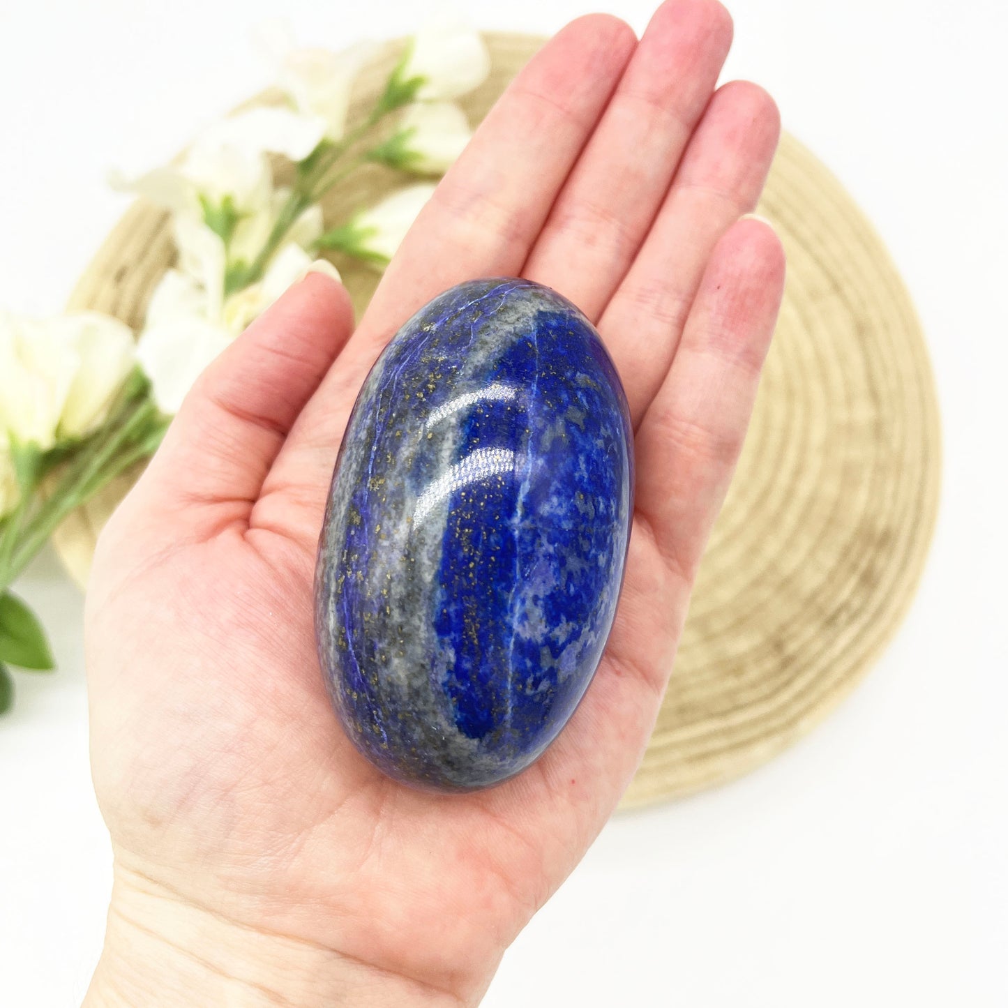 Lapis Lazuli Shiva lingam polished stone Australia with sodalite and pyrite