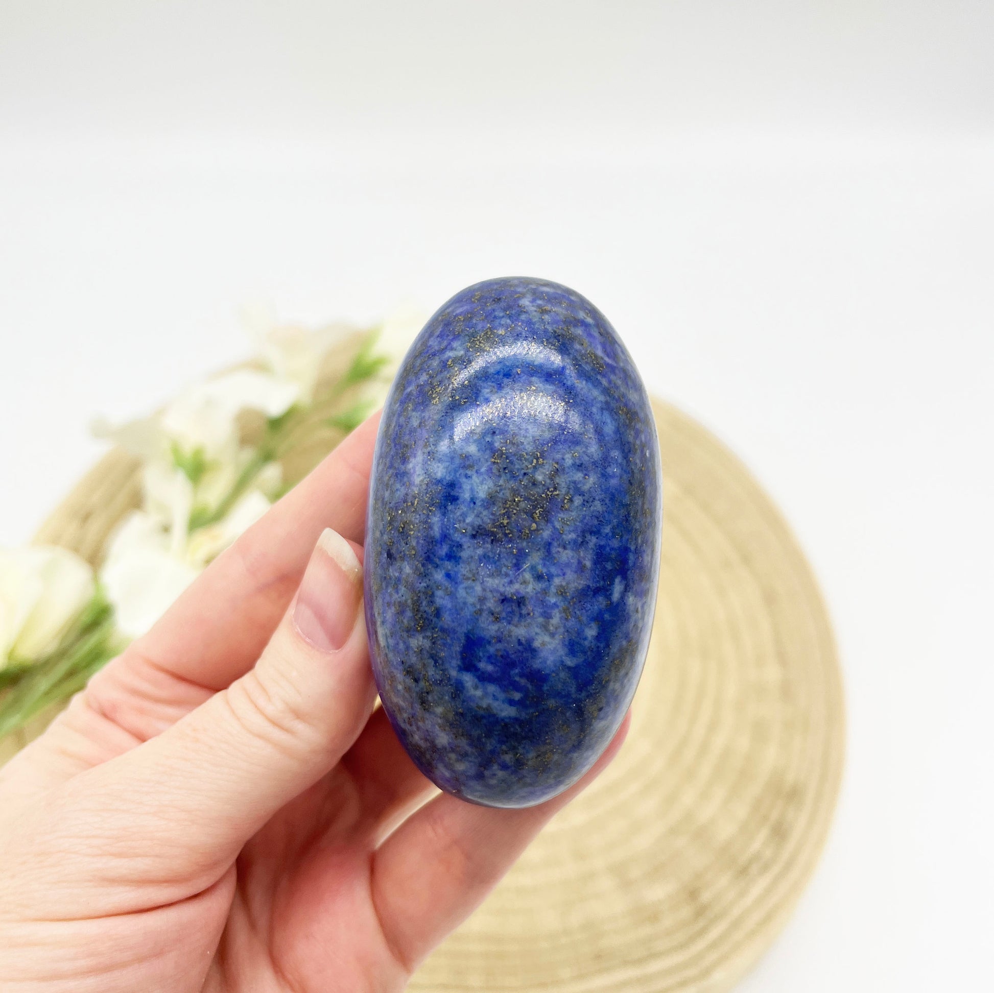 Lapis Lazuli Shiva lingam polished stone Australia with sodalite and pyrite