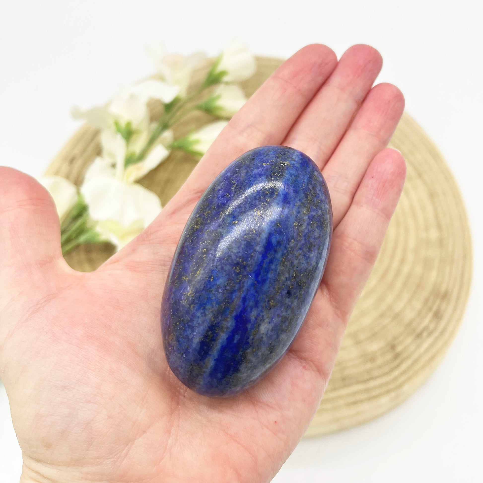 Lapis Lazuli Shiva lingam polished stone Australia with sodalite and pyrite