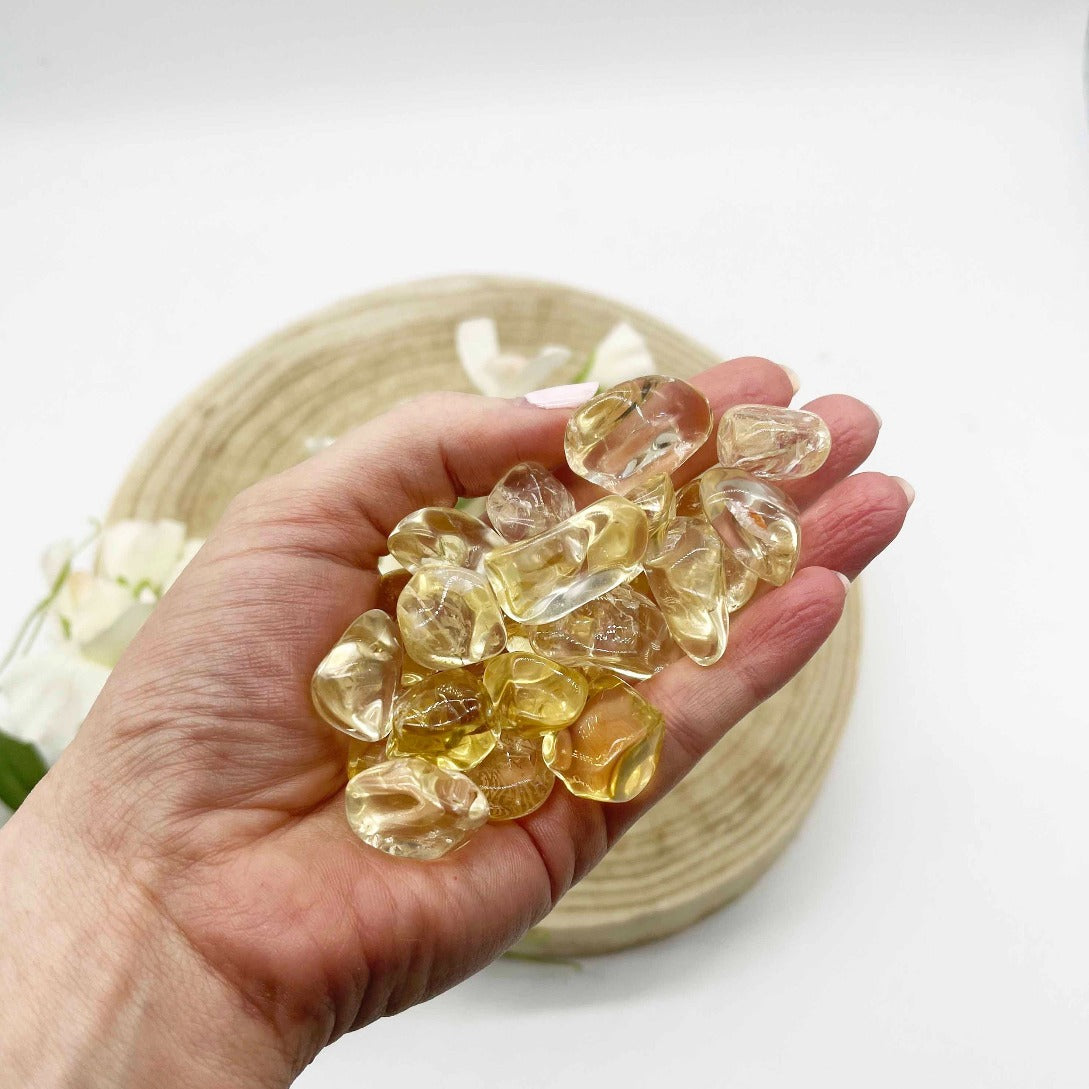 Natural citrine tumbled stone