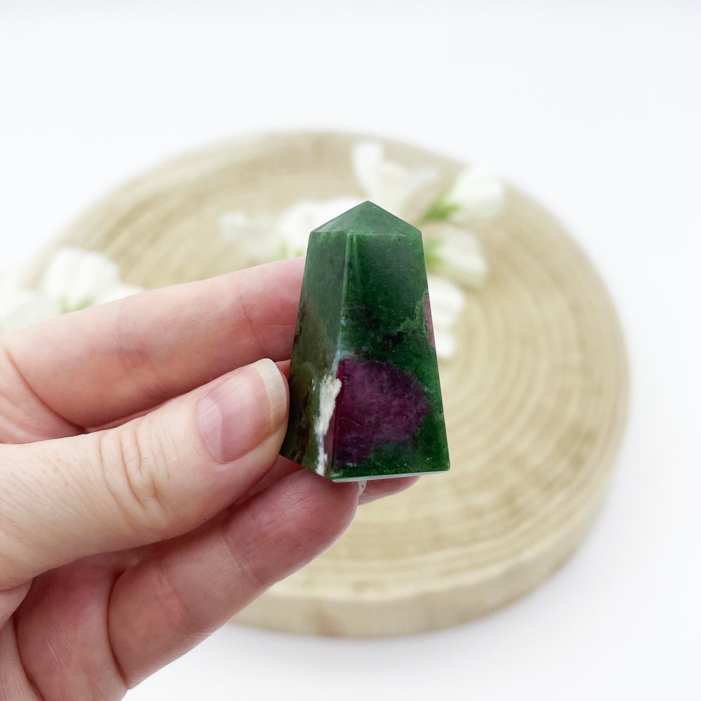 Ruby zoisite crystal tower. Ruby gemstone Australia