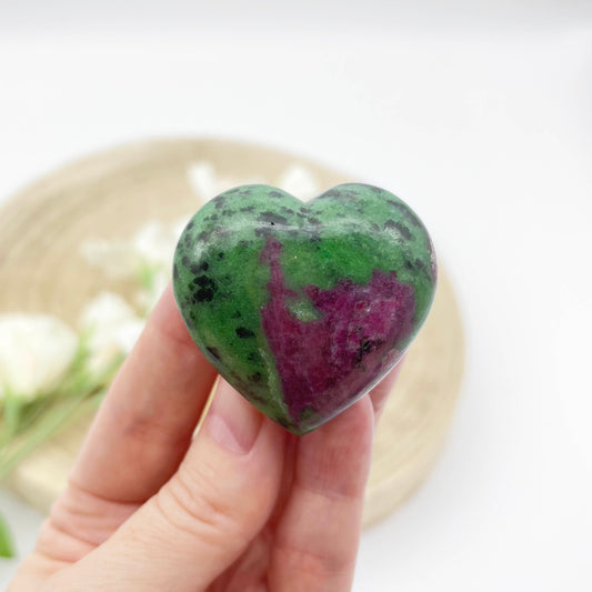 Rare ruby stone. Ruby zoisite crystal polished stone