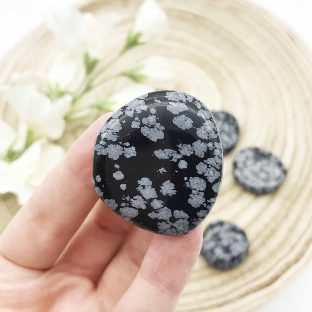 Snowflake Obsidian Flat Stone Australia. Someday Dream Co