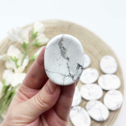 white Howlite thumb stone worry stone meditation tool. Someday Dream co