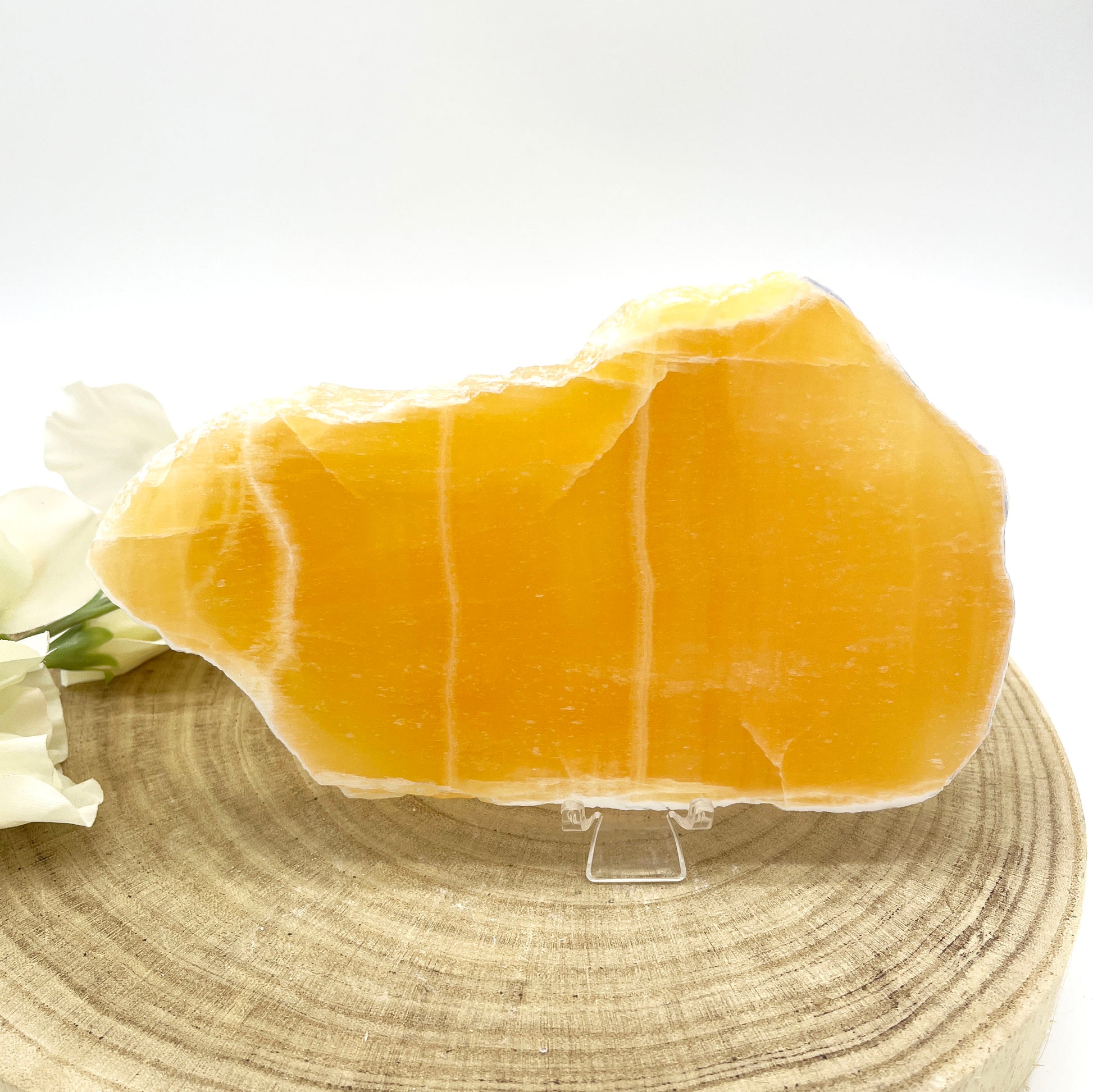 polished orange calcite slab Australia