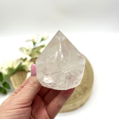 quartz crystal polished point with rough base