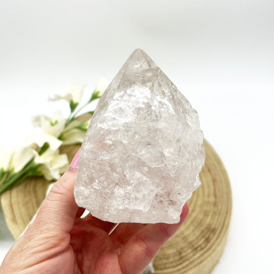 quartz crystal polished point with rough base