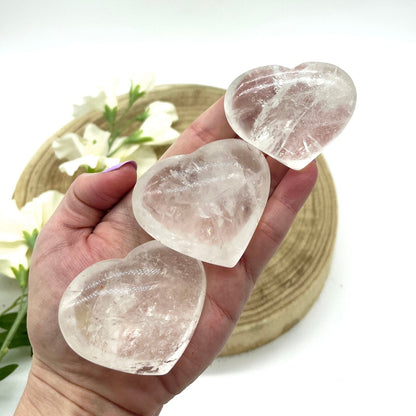 clear quartz crystal puffy heart