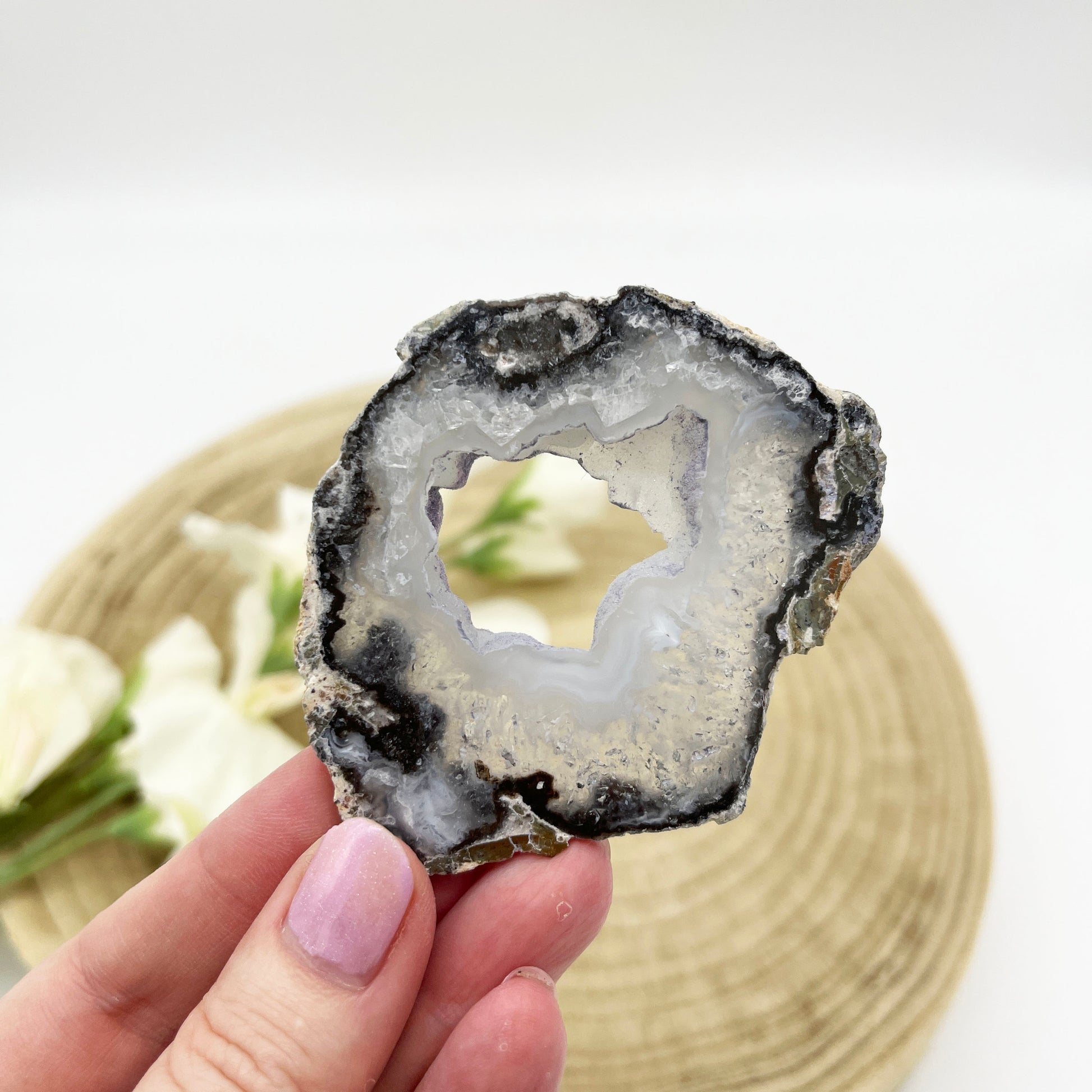 trancas geode with chalcedony and druzy agate